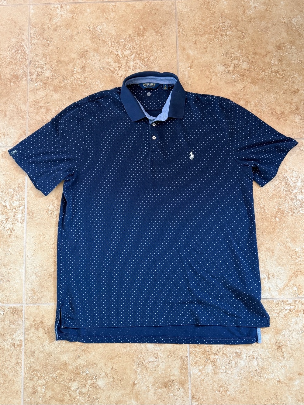 Polo by Ralph Lauren Navy Microdot Polo Shirt moisture, wicking size extra large